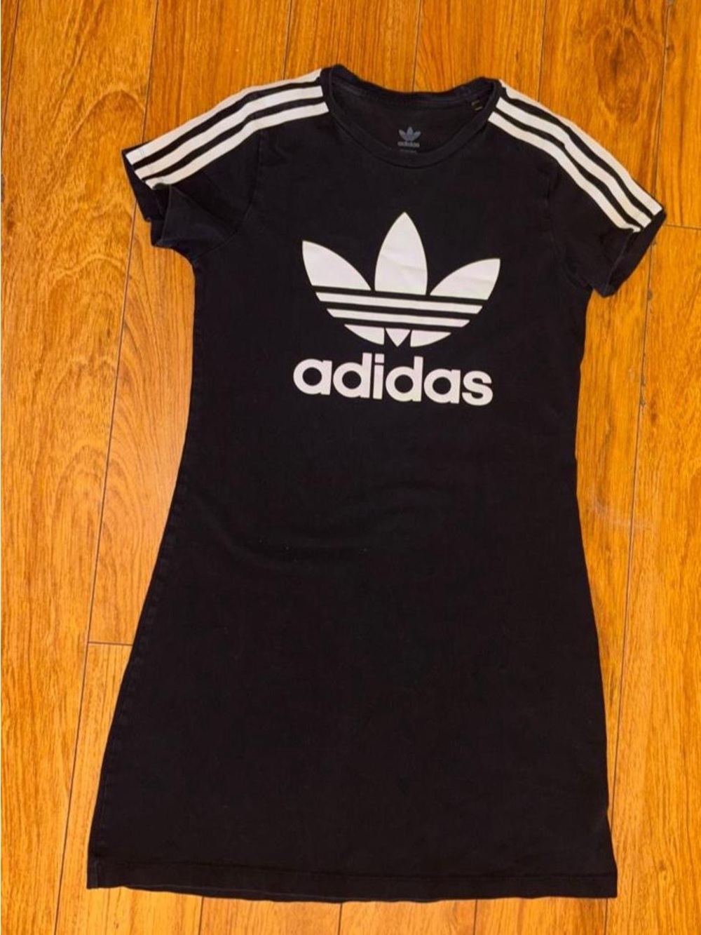 Black Adidas dress with white stripes